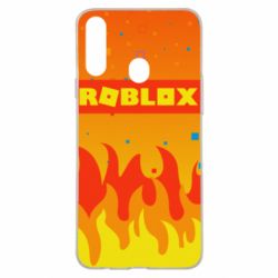 Чехол для Samsung A20s Roblox and fire background - PrintSalon