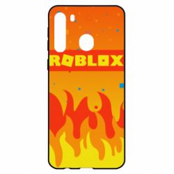 Чехол для Samsung A21 Roblox and fire background - PrintSalon