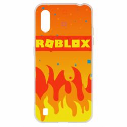 Чехол для Samsung A01/M01 Roblox and fire background - PrintSalon