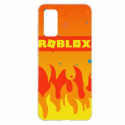 Чехол для Samsung S20 Roblox and fire background - PrintSalon