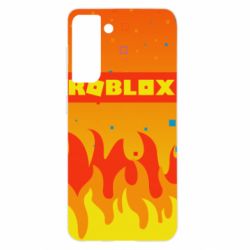 Чехол для Samsung S21 Roblox and fire background - PrintSalon