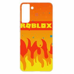 Чехол для Samsung S21+ Roblox and fire background - PrintSalon