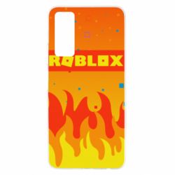 Чехол для Huawei P Smart 2021 Roblox and fire background - PrintSalon