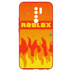 Чехол для Xiaomi Redmi 9 Roblox and fire background