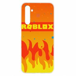 Чехол для Realme 6 Roblox and fire background - PrintSalon