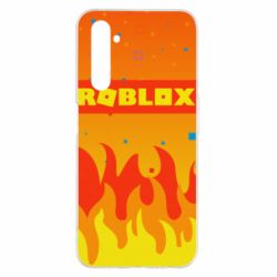Чехол для Realme 6 Pro Roblox and fire background - PrintSalon
