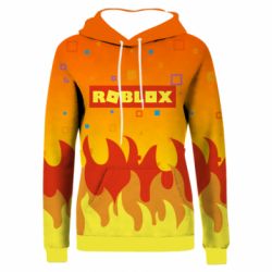 Женское 3D худи Roblox and fire background - PrintSalon