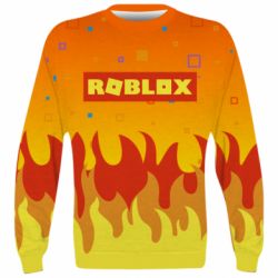 3D свитшот Roblox and fire background - PrintSalon