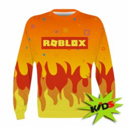 Детский 3D свитшот Roblox and fire background - PrintSalon