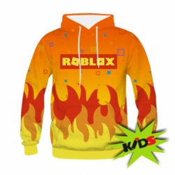 Детское 3D худи Roblox and fire background - PrintSalon