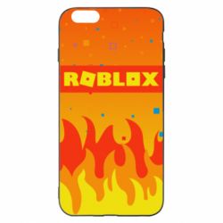 Чехол для iPhone 6 Plus/6S Plus Roblox and fire background - PrintSalon