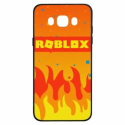Чехол для Samsung J7 2016 Roblox and fire background - PrintSalon
