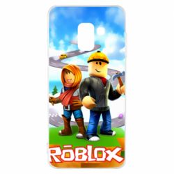 Чехол для Samsung A8 2018 Roblox backraund game mapa - PrintSalon