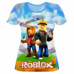 Женская футболка 3D Roblox backraund game mapa - PrintSalon