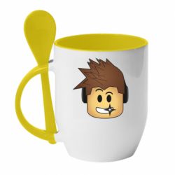 Чашка с ложкой Roblox head - PrintSalon