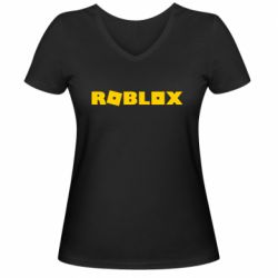 Женская футболка с V-образным вырезом Roblox inscription