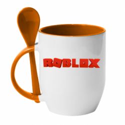Чашка з ложкою Roblox logo 3d - PrintSalon