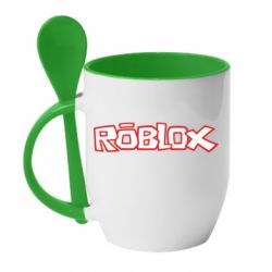 Чашка з ложкою Roblox logo - PrintSalon