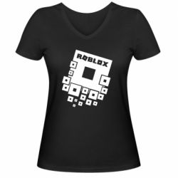 Жіноча футболка з V-подібним вирізом Roblox logos - PrintSalon