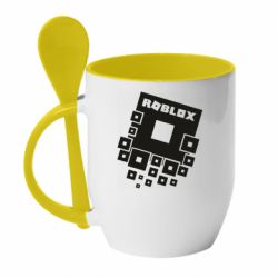 Чашка з ложкою Roblox logos - PrintSalon
