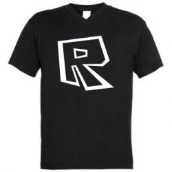 Мужская футболка  с V-образным вырезом Roblox minimal logo - PrintSalon