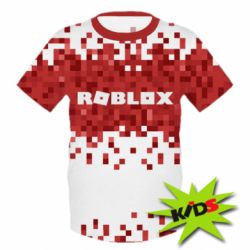 Детская 3D футболка Roblox of pixels background