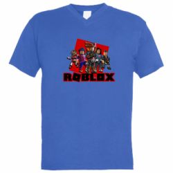Мужская футболка  с V-образным вырезом Roblox Team Of Heroes - PrintSalon