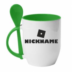 Чашка з ложкою Roblox Your Nickaneme - PrintSalon