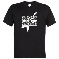 Мужская футболка  с V-образным вырезом Rock-n-Roll on guitar - PrintSalon