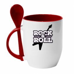 Чашка с ложкой Rock-n-Roll on guitar - PrintSalon