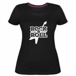Женская премиум футболка Rock-n-Roll on guitar - PrintSalon