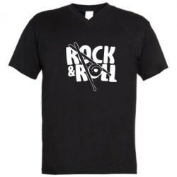 Мужская футболка  с V-образным вырезом Rock&Roll - PrintSalon
