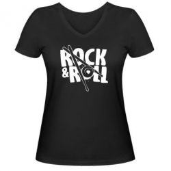 Женская футболка с V-образным вырезом Rock&Roll