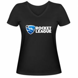 Женская футболка с V-образным вырезом Rocket League logo - PrintSalon