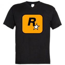 Мужская футболка  с V-образным вырезом Rockstar Games logo - PrintSalon