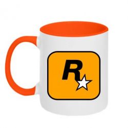 Чашка двухцветная 320ml Rockstar Games logo - PrintSalon