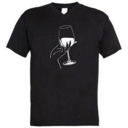 Мужская футболка  с V-образным вырезом Рука с бокалом - PrintSalon