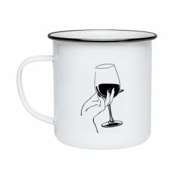 Кружка емальована Рука з келихом