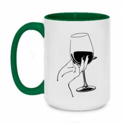 Чашка двухцветная 420ml Рука с бокалом - PrintSalon