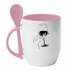 Чашка с ложкой Рука с бокалом - PrintSalon