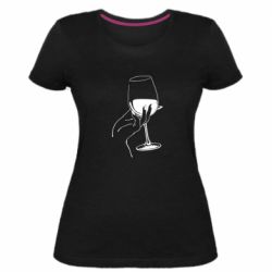 Женская премиум футболка Рука с бокалом - PrintSalon