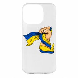 Чехол для iPhone 14 Pro Рука с украинским флагом - PrintSalon