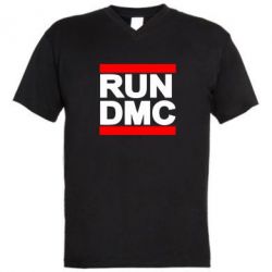 Мужская футболка  с V-образным вырезом RUN DMC - PrintSalon