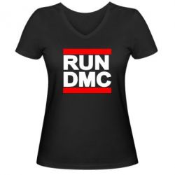 Женская футболка с V-образным вырезом RUN DMC - PrintSalon