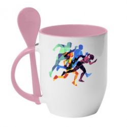 Чашка с ложкой Run - PrintSalon