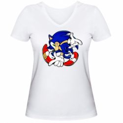 Жіноча футболка з V-подібним вирізом Running sonic - PrintSalon