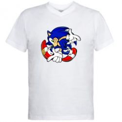 Чоловіча футболка з V-подібним вирізом Running sonic - PrintSalon