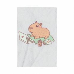 Полотенце с принтом Capybara With Laptop - PrintSalon