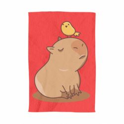 Полотенце с принтом Капибара с птичкой - PrintSalon