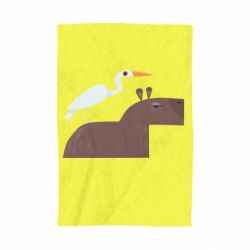Полотенце с принтом Капибара с цаплей - PrintSalon